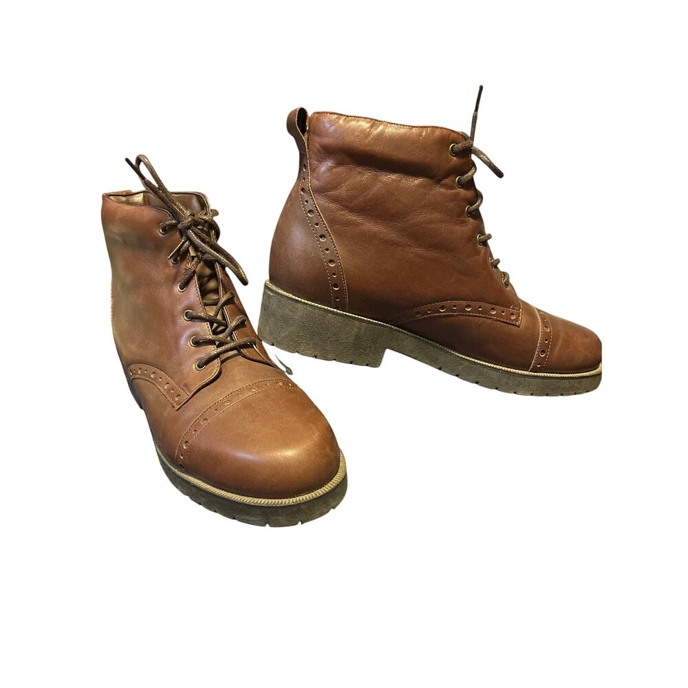 Bernardo Brown Leather Lace Boots Women 6N Narrow Width